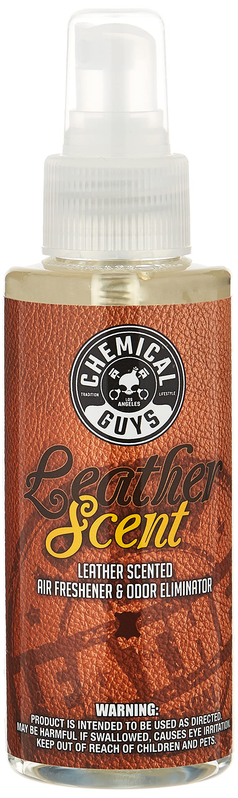 Chemical Guys معطر هواء كيميائي جايز AIR_102_04 برائحة الجلد الفاخرة ومزيل الروائح يدوم طويلاً مثل رائحة الجديدة للسيارات والشاحنات وسيارات الدفع الرباعي والمركبات الترفيهية 4 أونصات سائلة