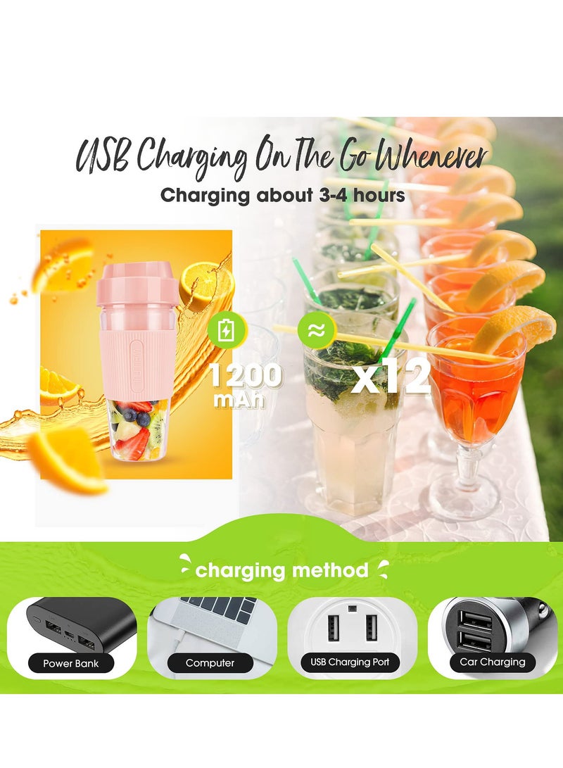 Portable Blender Bottle, USB Rechargeable Mini Juice Blender, Multifunctional Fruit Juice Mixer, Fresh Juice Blender Bottle for Fruit, Milk, Shakes, Home, Travel, Office, Outdoor, Gift