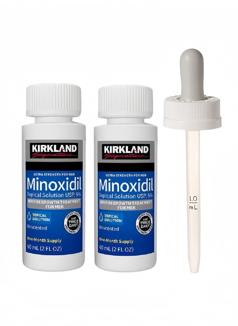 Kirkland Signature Minoxidil Extra Strength Hair Regrowth Treatment with Dropper - 5% 60mlx2  - Image 1