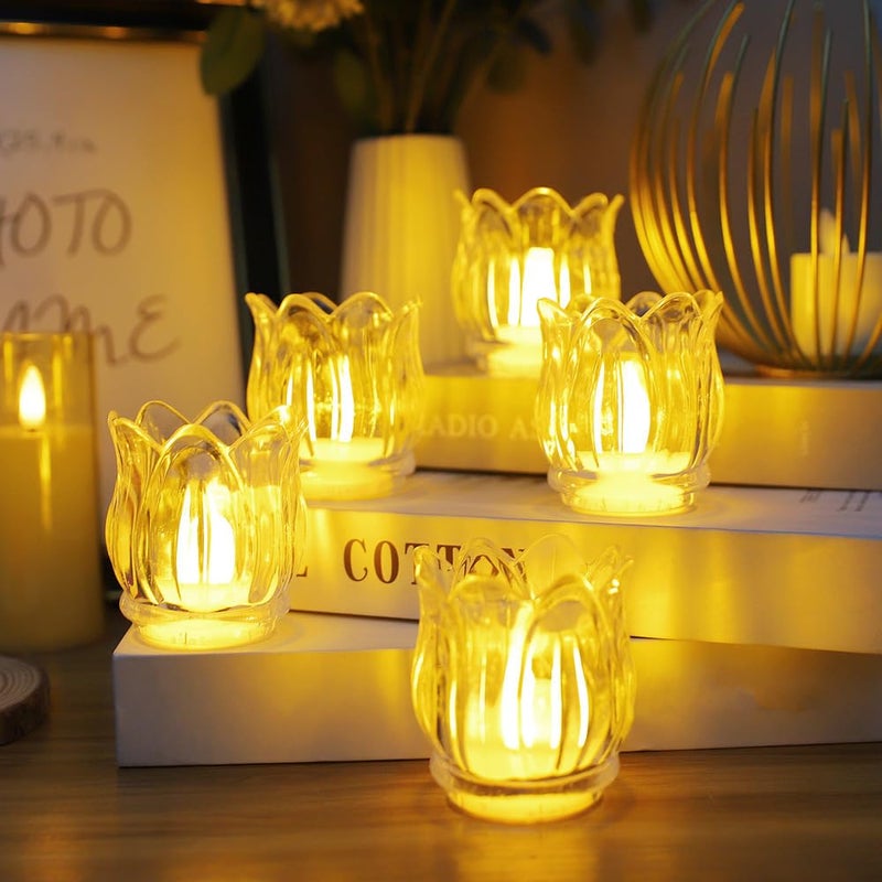 RavSo RavSo Beautiful Lotus Flower Butten Candle for Home Decoration Tlight Flower Table Diya White Warm Diwali Decor Home Tealight Accent Votive Decor Home Gift Tealight 12  - Image 5