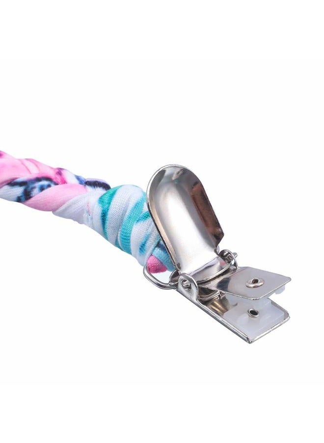 ONWON 4 Pieces Pacifier Clips for Infant Boys and Girls Universal Pacifier Holder Hand-Made Braided Soothie Leash for All Pacifiers Teething Drool Bibs (Gray, Yellow, White, Blue) - Image 3