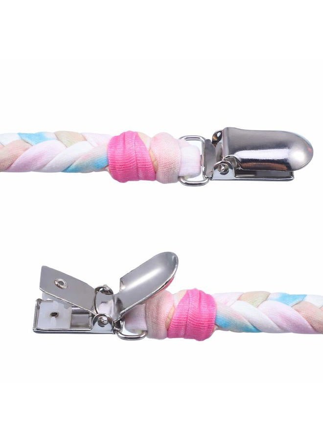 ONWON 4 Pieces Pacifier Clips for Infant Boys and Girls Universal Pacifier Holder Hand-Made Braided Soothie Leash for All Pacifiers Teething Drool Bibs (Gray, Yellow, White, Blue) - Image 4