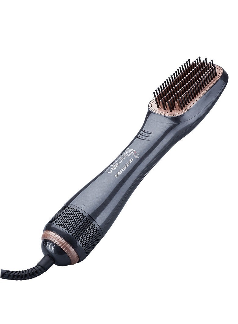 MIXDE 1200 Watt Hair Dryer Brush Ceramic Dryer And Styler 2 In 1 Black/Beige - Image 1