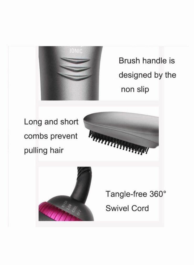 MIXDE 1200 Watt Hair Dryer Brush Ceramic Dryer And Styler 2 In 1 Black/Beige - Image 2