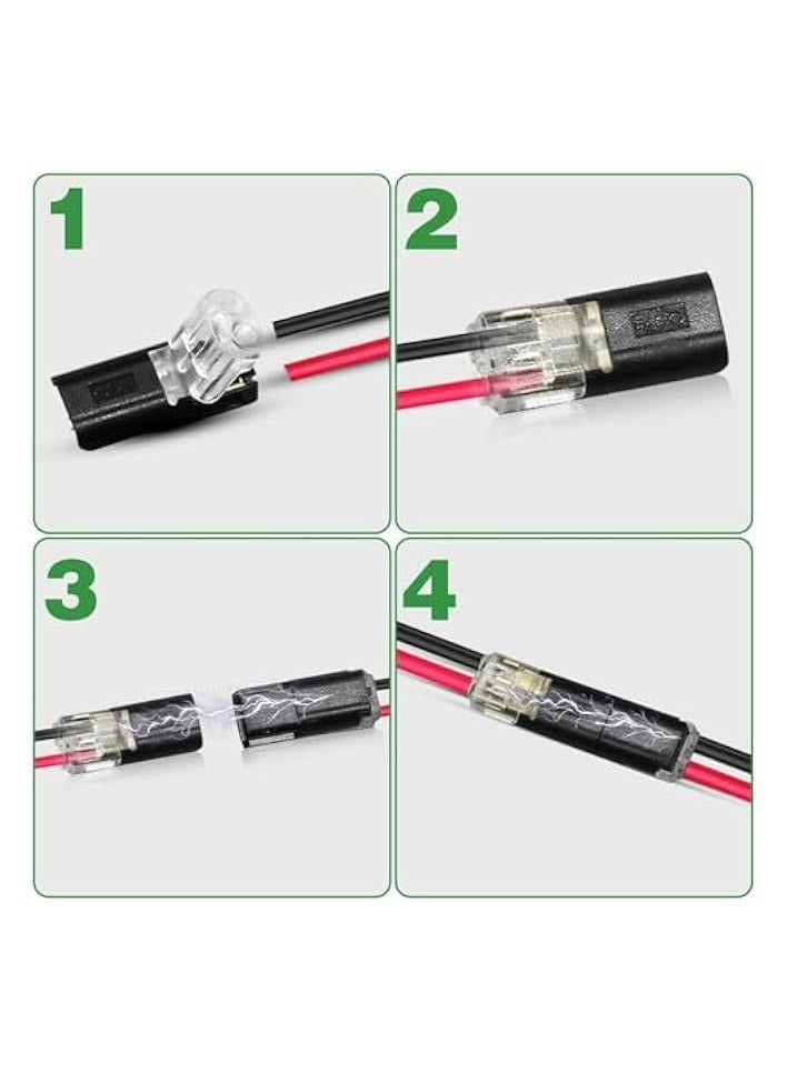 erorex 20Pcs Double-Wire Plug-in Connector for LED Light Strips, 2 Pin LED Strip Connectors with Locking Buckle, Low Voltage Wire Connector, Fast Connect Plugs for Strip Lights - Image 3