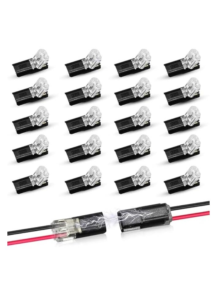 erorex 20Pcs Double-Wire Plug-in Connector for LED Light Strips, 2 Pin LED Strip Connectors with Locking Buckle, Low Voltage Wire Connector, Fast Connect Plugs for Strip Lights - Image 4