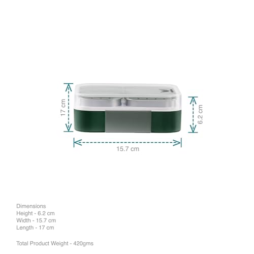 VAYA Tydbyt Lunch Box for Boys, 3 Stainless Steel Containers, Slim Compact & Travel Friendly Tiffin Box for Office School, Ideal for Organized Meals, Green - Image 5