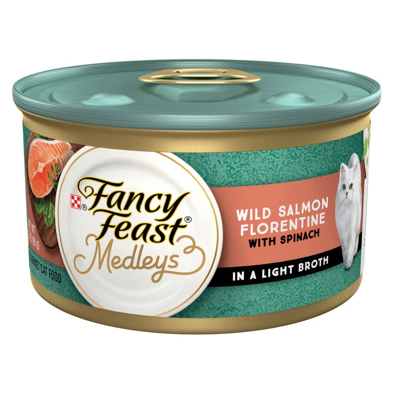 Fancy Feast Purina Fancy Feast Wet Cat Food, Medleys Wild Salmon Florentine With Garden Greens in Delicate Sauce - (Pack of 24) 3 oz. Cans - Image 1