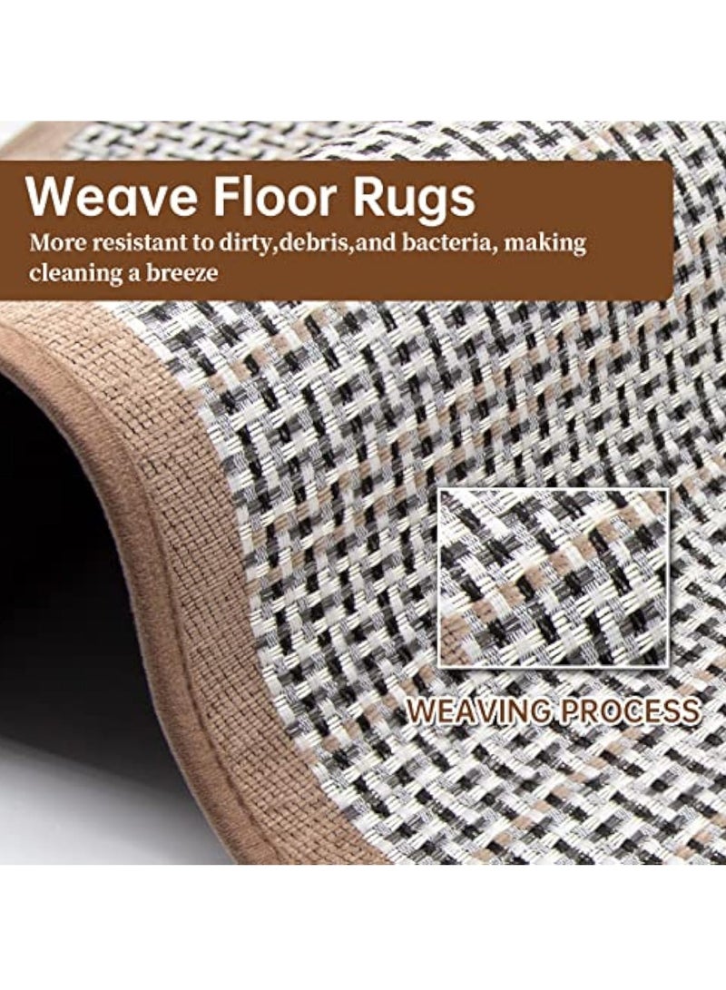 عربست طقم سجاد أرضيات مطبخ مكون من 2، سجاد مطبخ بني فاتح، مانع للانزلاق، قابل للغسل، سجاد أرضيات مطبخ، 17.3 قدم × 47 قدم + 17.3 قدم × 29 قدم، سجادة أرضية مريحة مقاومة للبقع - Image 3