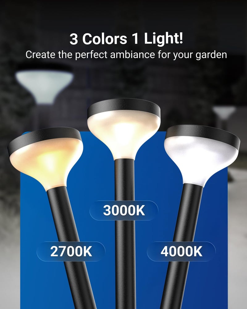 Sunco Lighting Sunco 6 Pack Round Solar Pathway Lights Outdoor, Super Bright 120 LM, 2CCT 2700K/4000K, Dimmable Path Lights for Garden, Backyard, Walkway, Driveway - Image 5