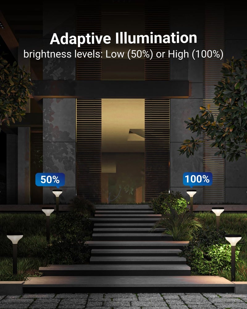 Sunco Lighting Sunco 6 Pack Round Solar Pathway Lights Outdoor, Super Bright 120 LM, 2CCT 2700K/4000K, Dimmable Path Lights for Garden, Backyard, Walkway, Driveway - Image 3