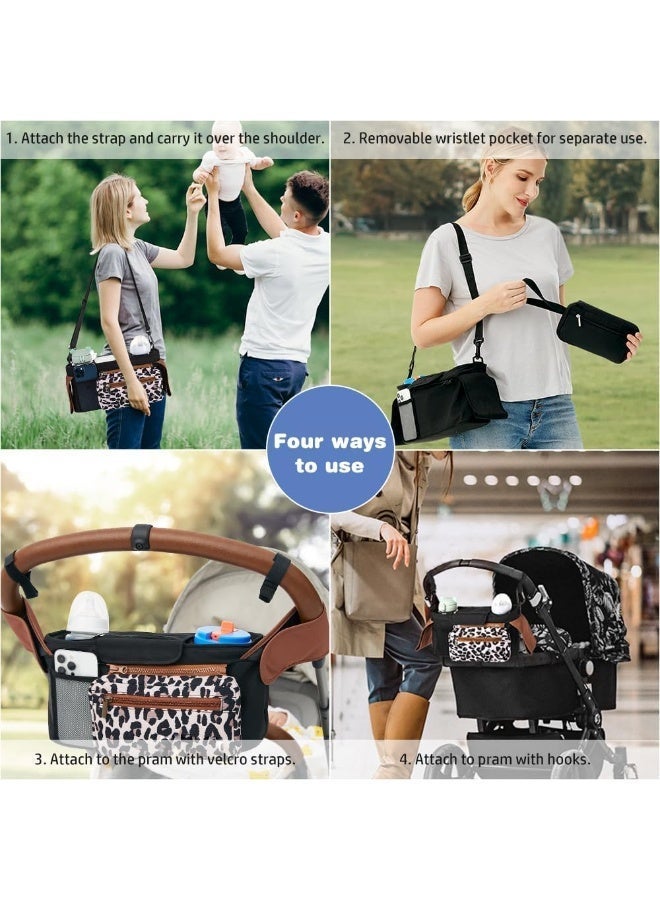 Bukela Universal Stroller Organizer with Insulated Cup Holder, Stroller Caddy Bag Accessories, Stroller Cup Holder Organizer for Baby Stroller - Image 3