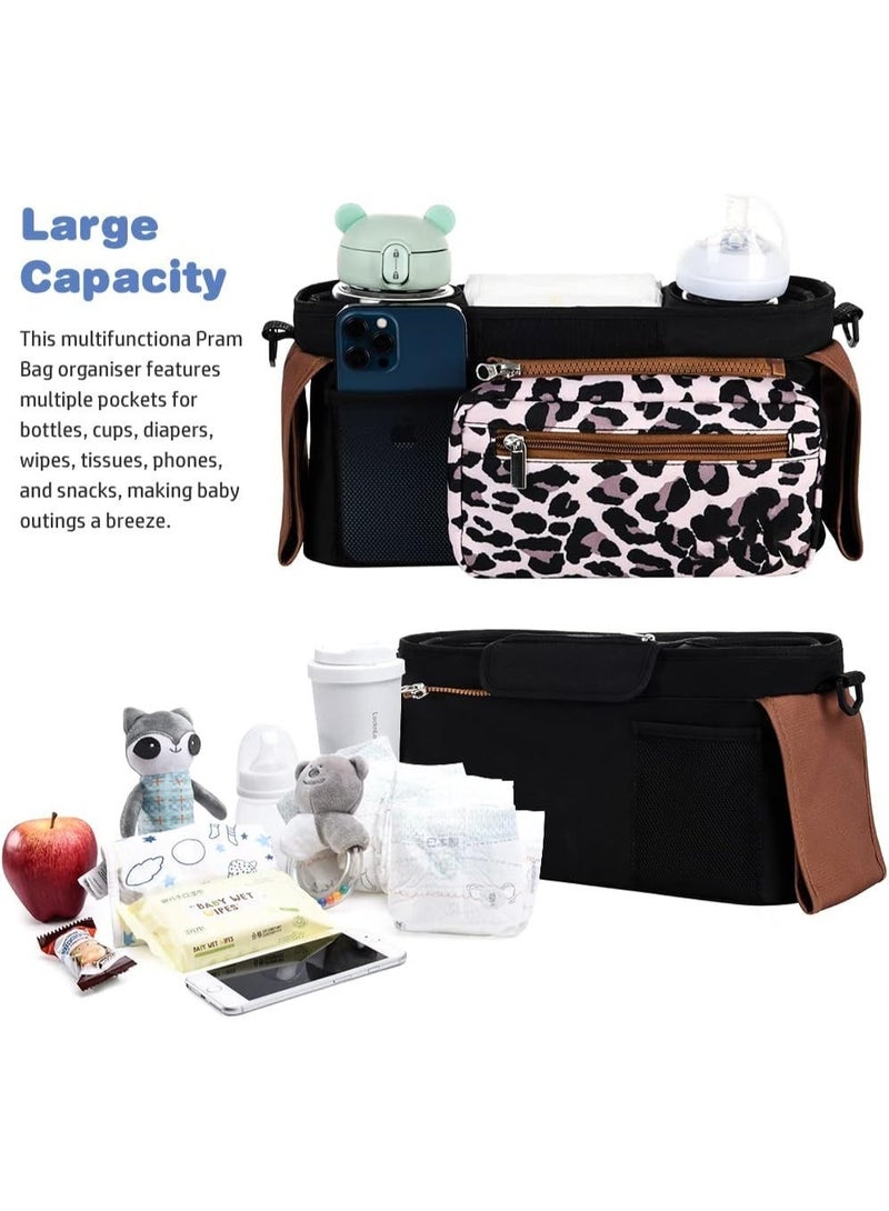 Bukela Universal Stroller Organizer with Insulated Cup Holder, Stroller Caddy Bag Accessories, Stroller Cup Holder Organizer for Baby Stroller - Image 2