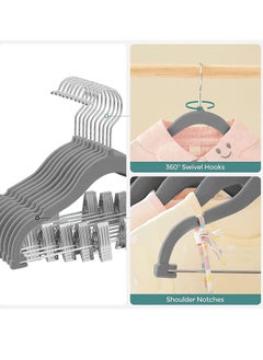 Red Dot Gift 20-Pack  Of Baby Velvet Pants Hangers With Cilp Non-Slip Clothes Hangers with clip for Kids,Space Saving,Kids Pants Hangers or Baby Closet Organizer.  - Image 3