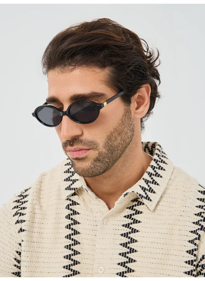 Styli Styli Black Round Sunglasses for Men