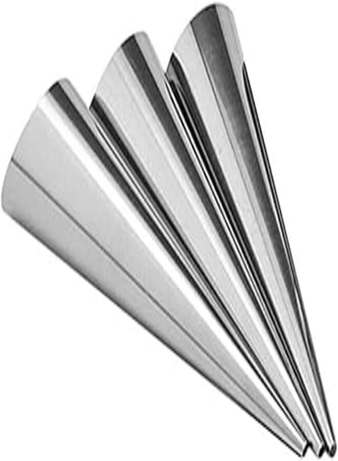 Stainless Steel Spiral Croissants Pastry Conical Tube Cone Baking Mold---3pcs