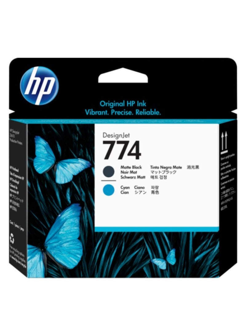 HP 774 Matte Black/Cyan DesignJet Printhead Matte Black/Cyan