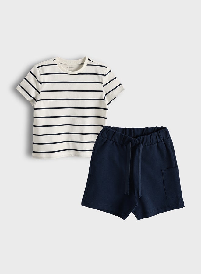 LC WAIKIKI Boys' Cotton Printed  T-Shirt and Shorts Summer Set 2 Pack - Image 1