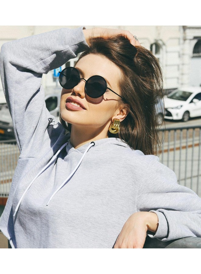 Aprilery Gold Geometric Earrings for Women, Chunky Gold Dangle Earrings Trendy Vintage Statement Earrings Dupes Jewelry for Women (Large - Gold A, 30MM) - Image 4