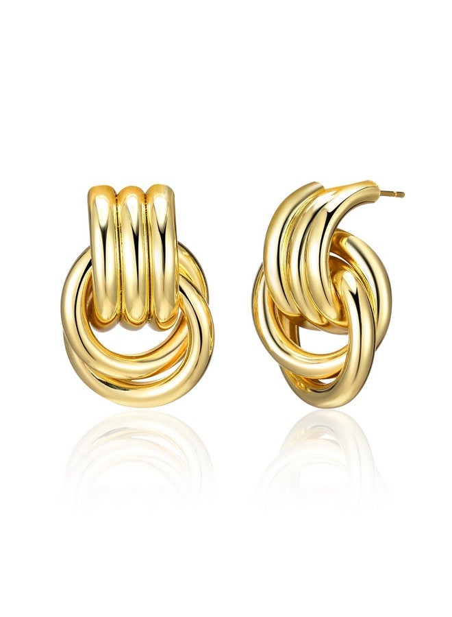 Aprilery Gold Geometric Earrings for Women, Chunky Gold Dangle Earrings Trendy Vintage Statement Earrings Dupes Jewelry for Women (Large - Gold A, 30MM) - Image 1