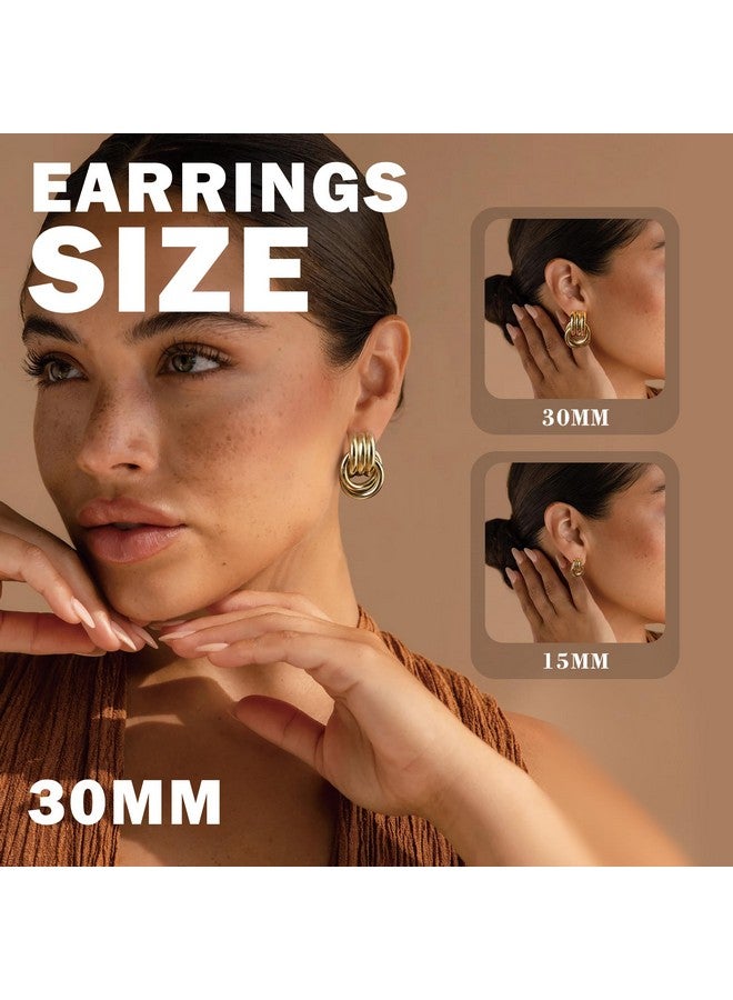 Aprilery Gold Geometric Earrings for Women, Chunky Gold Dangle Earrings Trendy Vintage Statement Earrings Dupes Jewelry for Women (Large - Gold A, 30MM) - Image 2