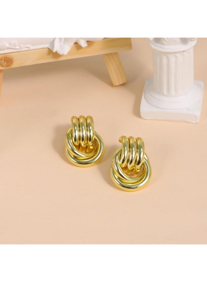 Aprilery Gold Geometric Earrings for Women, Chunky Gold Dangle Earrings Trendy Vintage Statement Earrings Dupes Jewelry for Women (Large - Gold A, 30MM) - Image 5