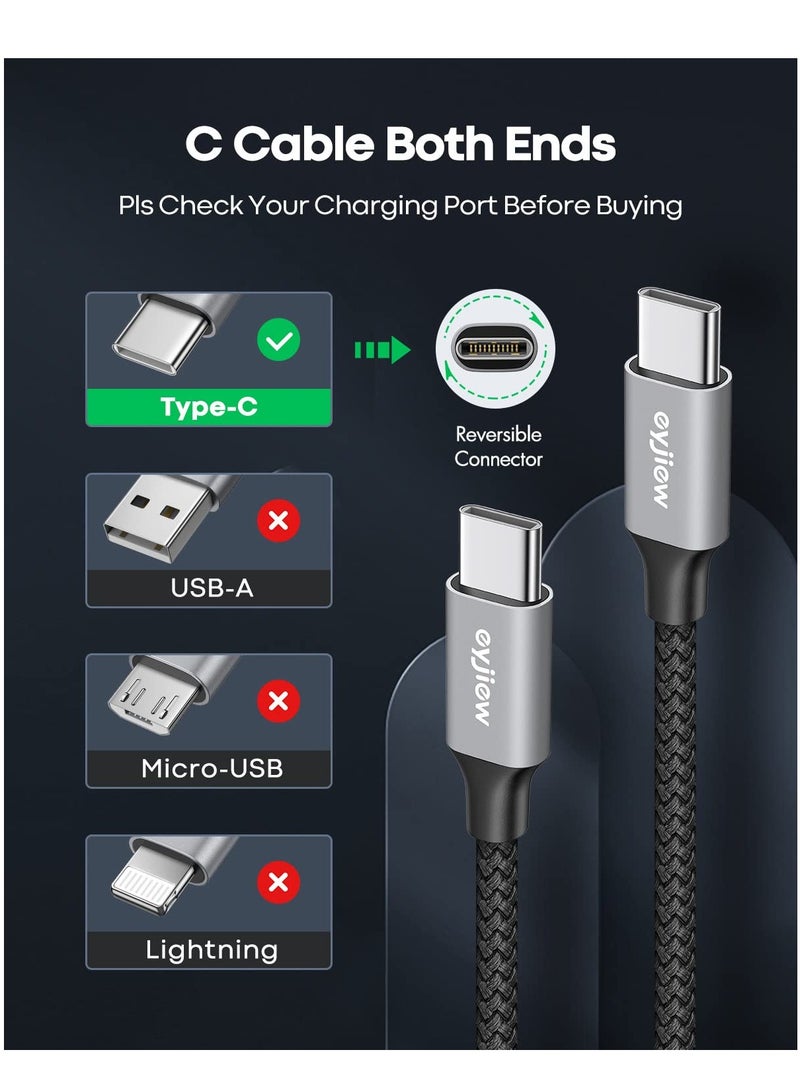 كابل قصير من USB C إلى USB C بطول 2 قدم [عبوة من قطعتين]، سلك شحن سريع PD بقوة 60 وات من النوع C إلى C لهاتف Samsung Galaxy S22+ S22 Ultra S21+ S21 Ultra S20 S20+ A73 A71 A53، Pixel، شاحن السيارة وأجهزة USB C الأخرى - Image 3