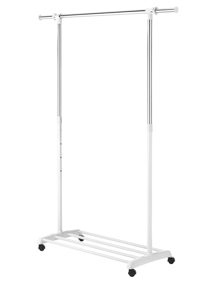 Deluxe Adjustable Garment Rack - Rolling Clothes Organizer - White and Chrome