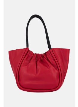 Moda Luxe Women Leather Plain Tote Bag 30 H x 45 L x 15 W cm, Red  - Image 2