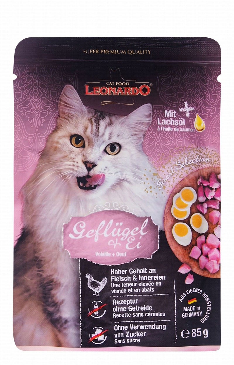 Leonardo Wet Cat Food with Eggs and Poultry for Adult Cats - 85 gr - Image 1