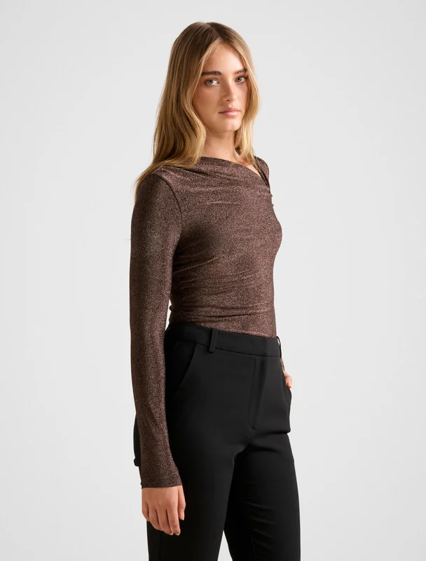 فورايفر نيو Roma Glitter Asym Neck Top