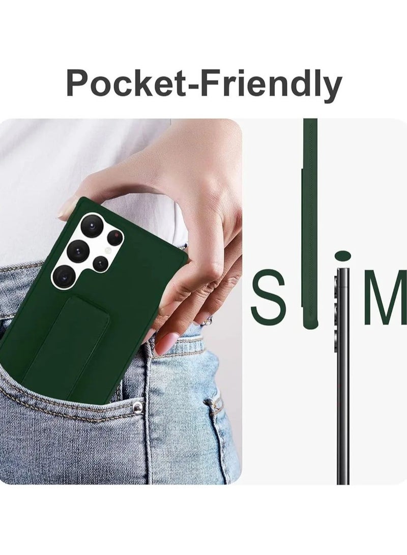 Denx Magnetic Case for Samsung Galaxy S24 Ultra, Back Stand Case Magnetic Car Holder, Premium Silicone Horizontal & Vertical Kickstand, with Multi Stand for Samsung Galaxy S24 Ultra (Dark Green) - Image 3