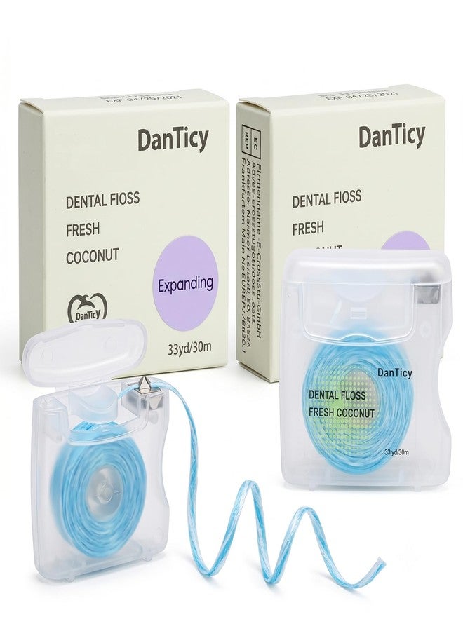 DanTicy Woven Dental Floss, Dentist-Designed, Waxed, Expanding, String Floss for Oral Care (Coconut, 2 Pack) - Image 1