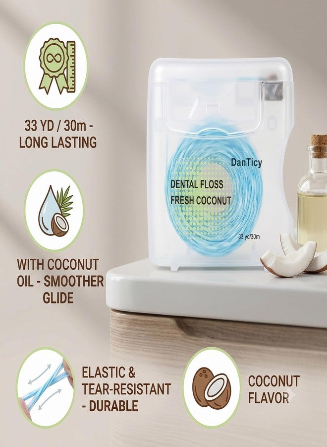 DanTicy Woven Dental Floss, Dentist-Designed, Waxed, Expanding, String Floss for Oral Care (Coconut, 2 Pack) - Image 2