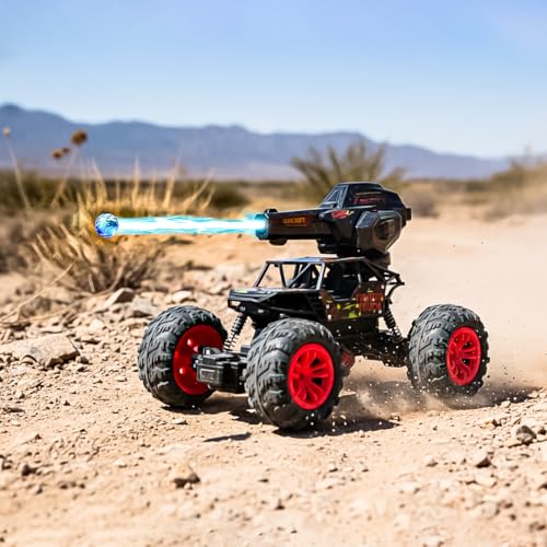 FormulaFun Nitro Blaster 1:18 RC Car, Water Ball Firing, LED Lights, 2.4GHz Gun Remote, Rugged Tyres & Shock Suspension, Type-C Rechargeable Battery, All-Terrain RC Car for Kids 4+ Years - Red - Image 1