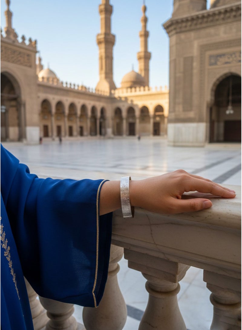 Julia Store 18K White Gold Plated 316L Stainless Steel Islamic Jewelry Gifts Allah Safe Bangle - Image 3