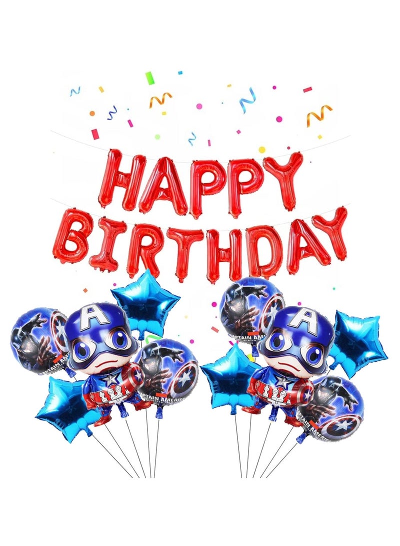 Superhero Captain America Theme Foil Balloon Arch Set With Happy Birthday Banner - Image 1