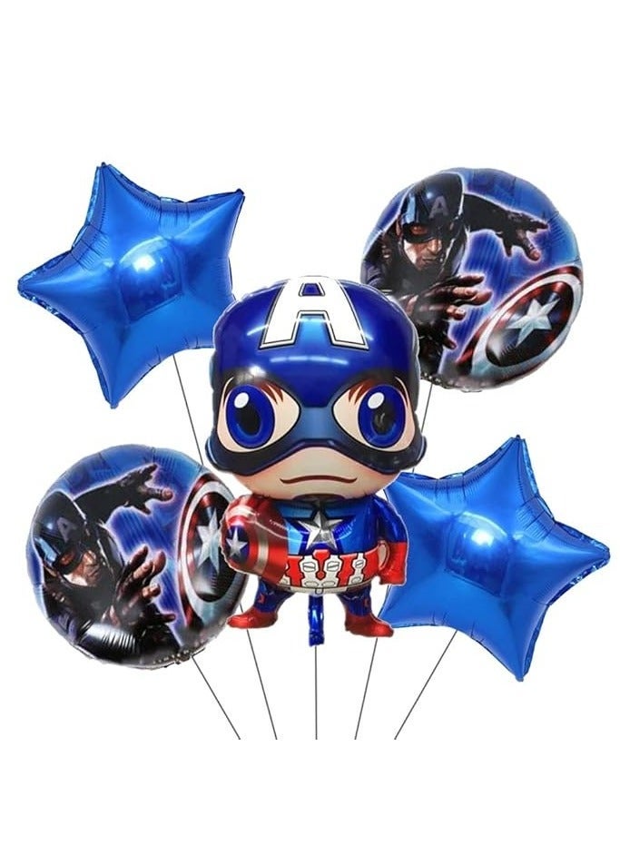 Superhero Captain America Theme Foil Balloon Arch Set With Happy Birthday Banner - Image 2