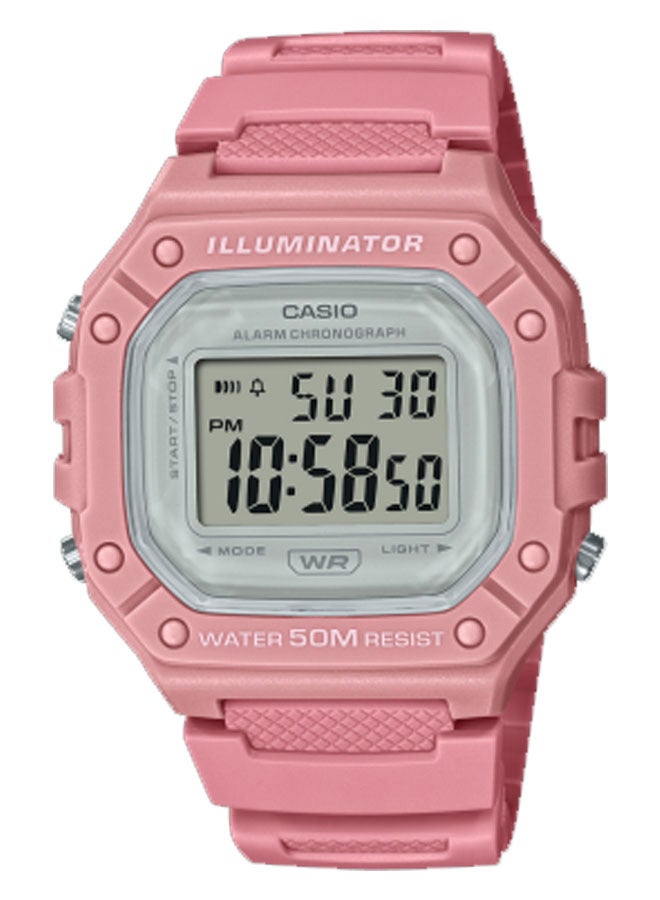CASIO Sporty Digital Watch with LED Light and 50M Water Resistance - Model W-218HC-4AV