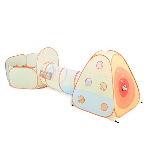 UTEX 3 in 1 Pop Up Play Tent with Tunnel Ball Pit for Kids Boys Girls Babies and Toddlers IndoorOutdoor Playhouse 3 in 1 with Ball Pit - Image 1