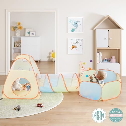 UTEX 3 in 1 Pop Up Play Tent with Tunnel Ball Pit for Kids Boys Girls Babies and Toddlers IndoorOutdoor Playhouse 3 in 1 with Ball Pit - Image 5