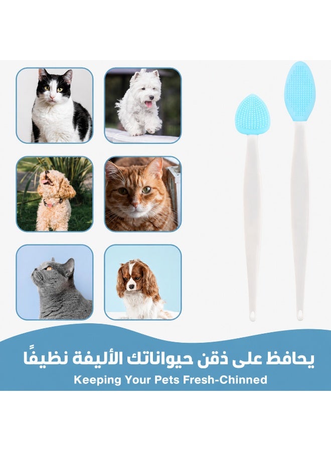 6 PCS Double-Sided Silicone Cat Grooming Brush Set, Soft Pet Chin & Face Cleaning Brush for Blackhead & Cat Acne Care, Gentle Exfoliating Massage Brush with Fine Bristles for Cats, Kittens, Puppies & Small Pets, Yellow, Pink & Green - Image 5