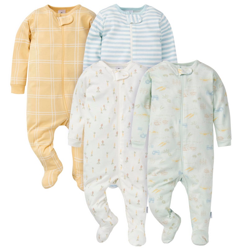 Gerber Baby Boys' 4-Pack Sleep 'N Play Footie, Farm, 6-9 Months - Image 1