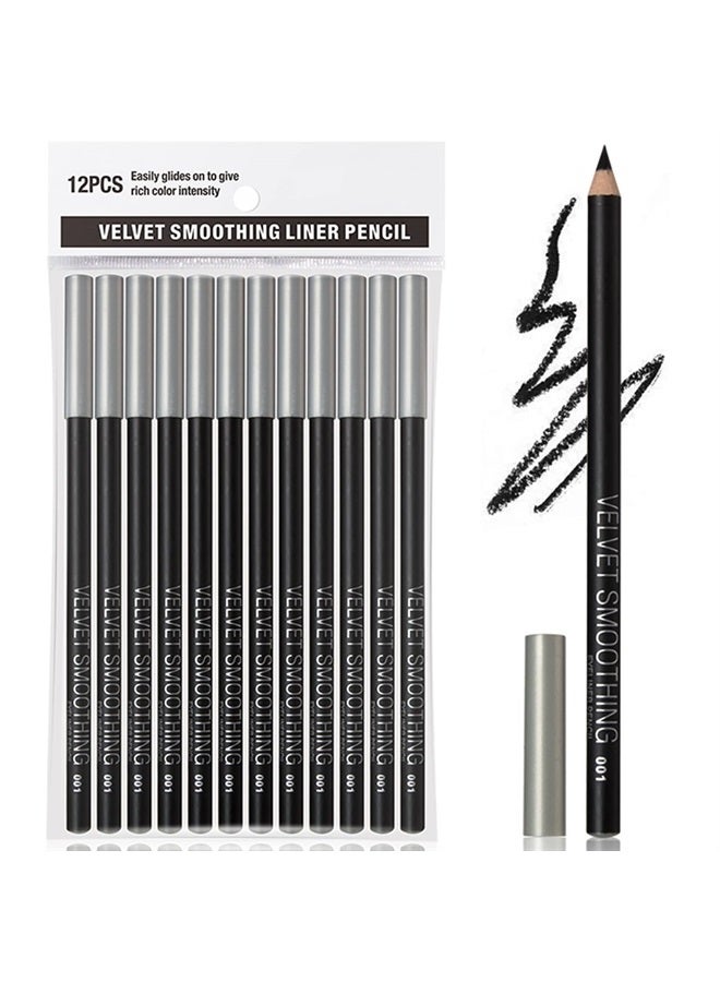 Erinde مجموعة أقلام تحديد العيون 12 قطعة، قلم كحل أسود ناعم، قلم حواجب مقاوم للماء، غير مسبب للحساسية، أقلام مكياج طبيعية غير لامعة، سهلة الاستخدام، تدوم طويلاً، هدية عيد الميلاد للنساء - Image 1