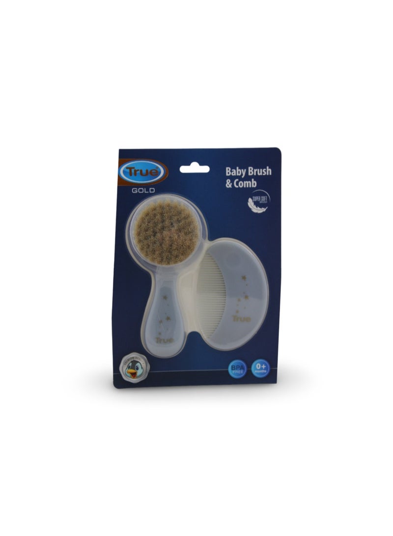 True Gold Baby Brush & Comb Set – Baby Blue - Image 1