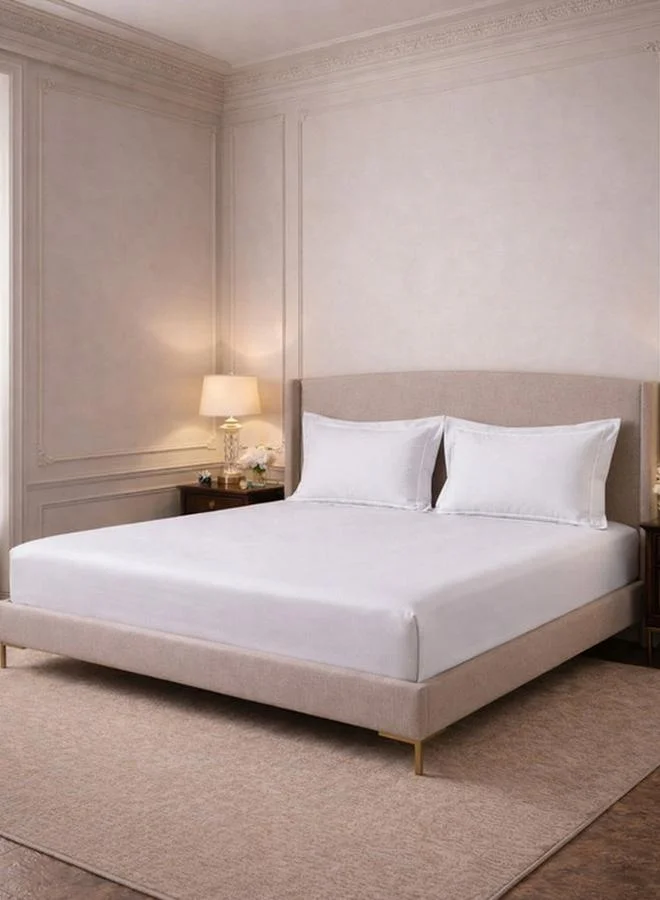 Mulberry Living 100% Cotton 3-Pieces Bedding Set, Linear Luxe - White