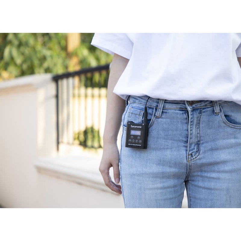 Saramonic مسجل ستيريو محمول للغاية Saramonic SR-R1 مع حزام مع إدخال ميكروفون أو مستوى خط 3.5 مم، مخرج سماعة رأس، ويشمل Lavalier DK3A المتميز وحقيبة مبطنة، أسود - Image 3