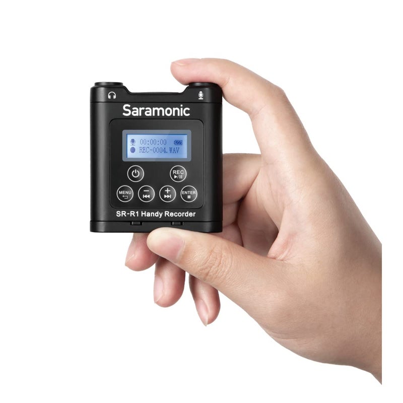 Saramonic مسجل ستيريو محمول للغاية Saramonic SR-R1 مع حزام مع إدخال ميكروفون أو مستوى خط 3.5 مم، مخرج سماعة رأس، ويشمل Lavalier DK3A المتميز وحقيبة مبطنة، أسود - Image 4