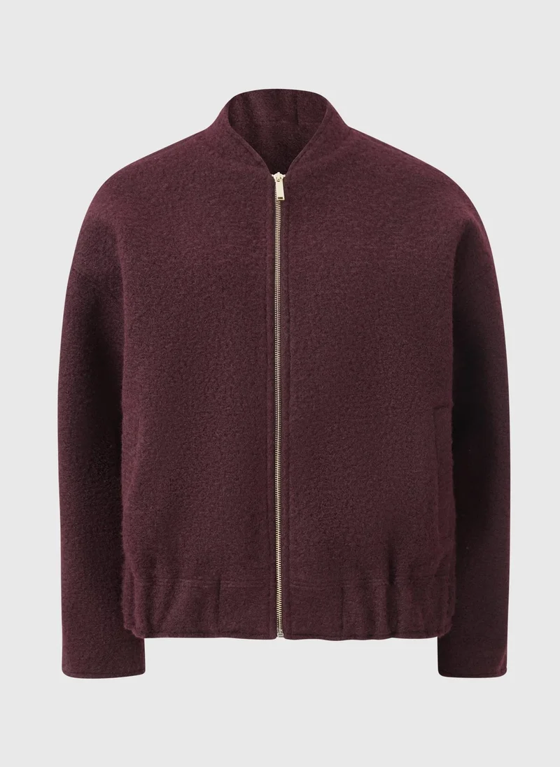 Matalan Et Vous Burgundy Textured Bomber Jacket