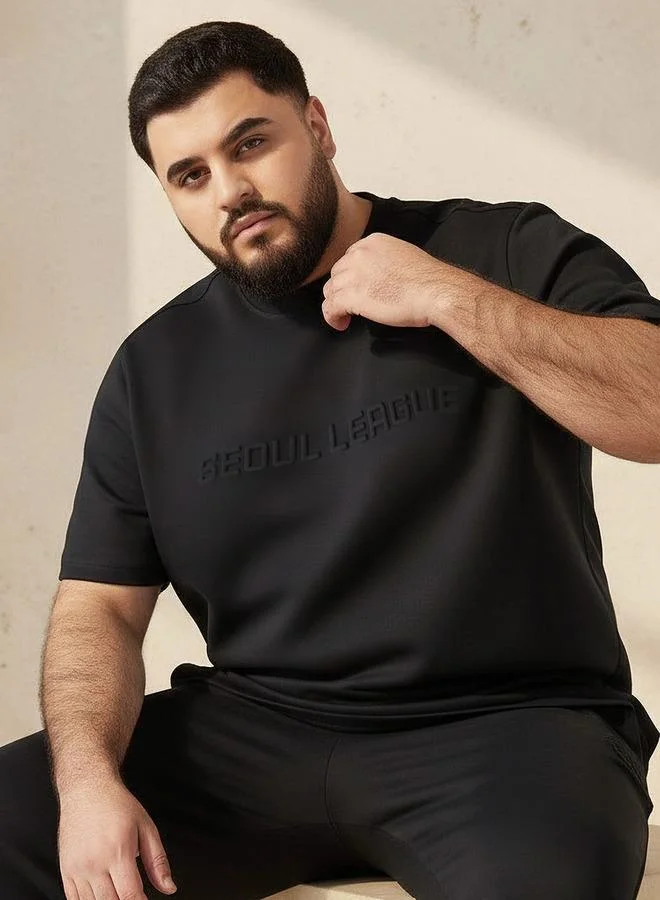 Maxim Men Regular Fit Crew Neck Short Sleeve Embossed T shirt
